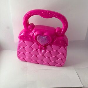 Pink plastic toy purse - Hot Pink -Heart-Embossed Mini Handbag